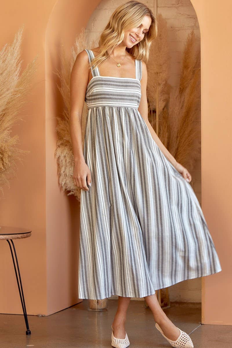 Andrée by Unit - Babydoll Striped Maxi Dress D10540 - Shoppe3130