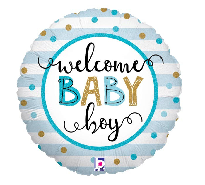 18" Baby Boy Stripes Foil Balloon