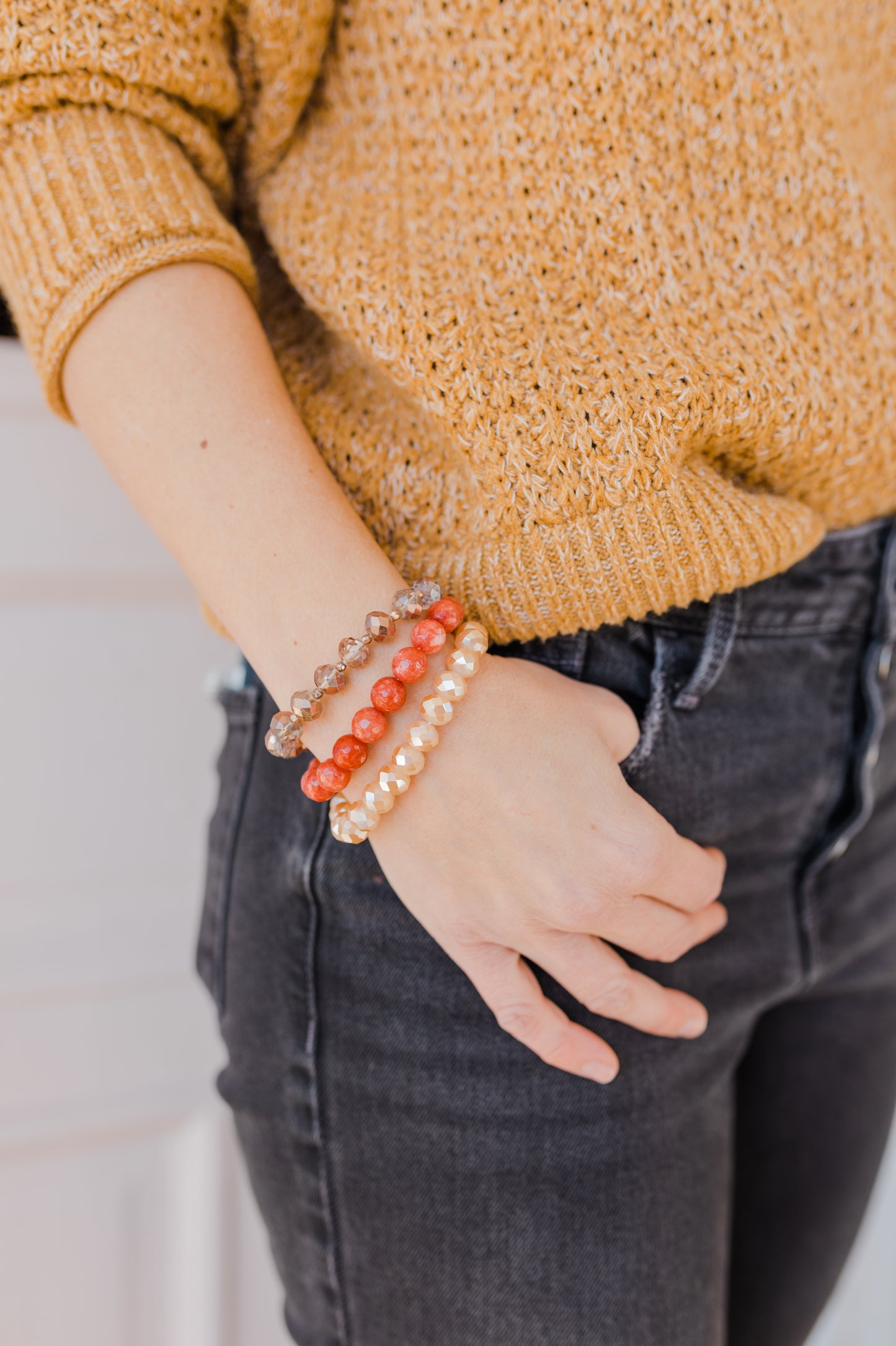 Red Beaded Bracelet Set