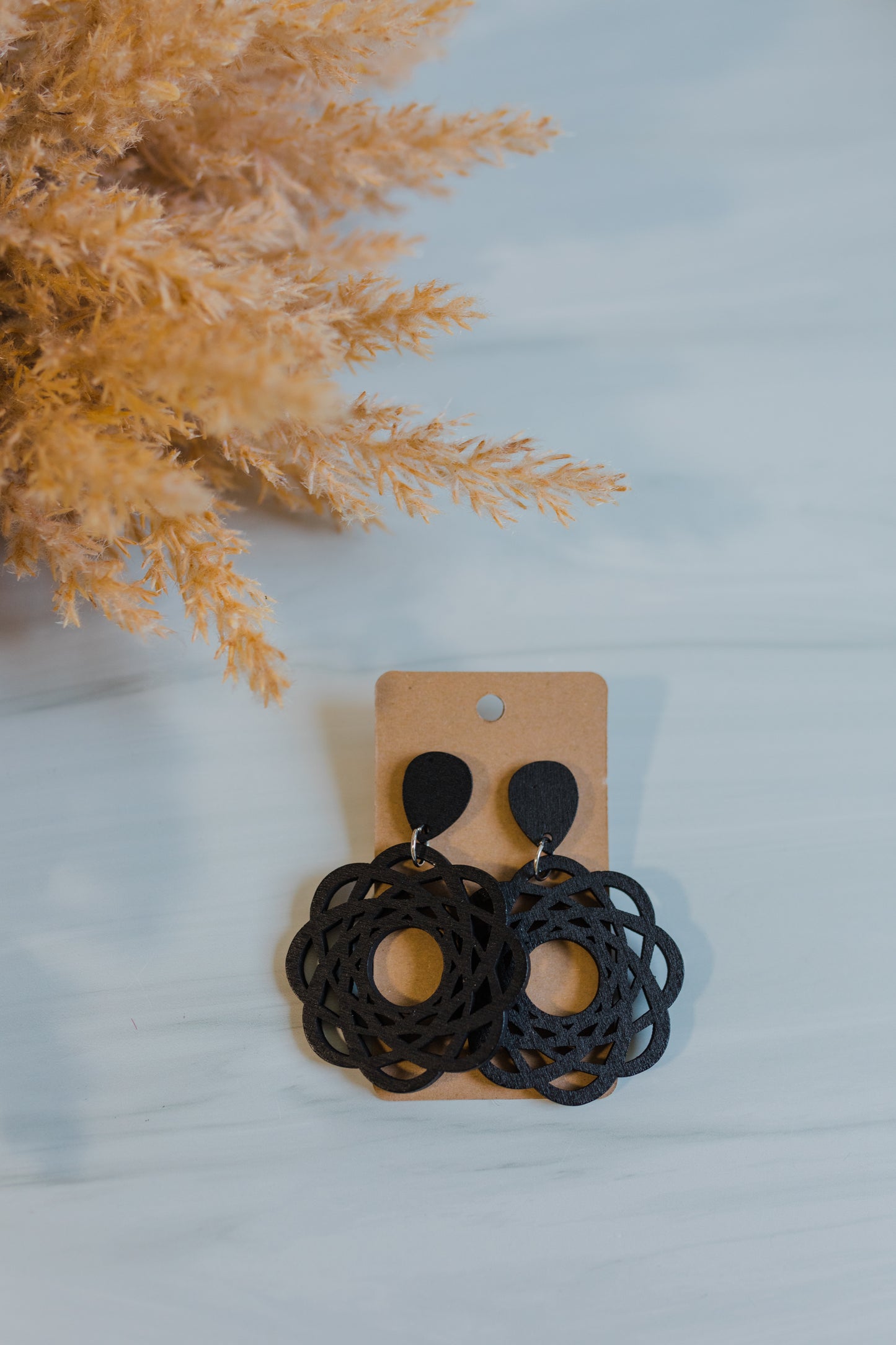 Wooden Flower Earrings