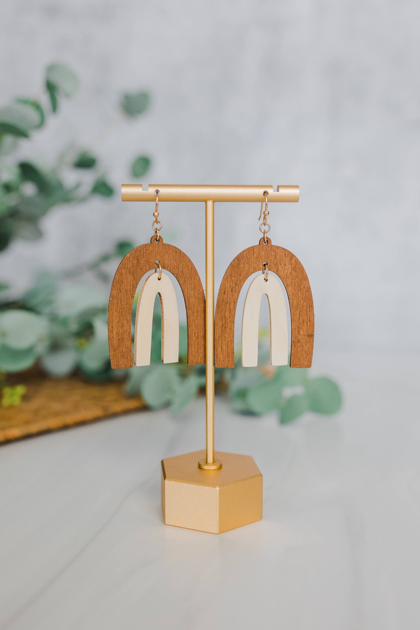 Double Rainbow Wooden Earrings