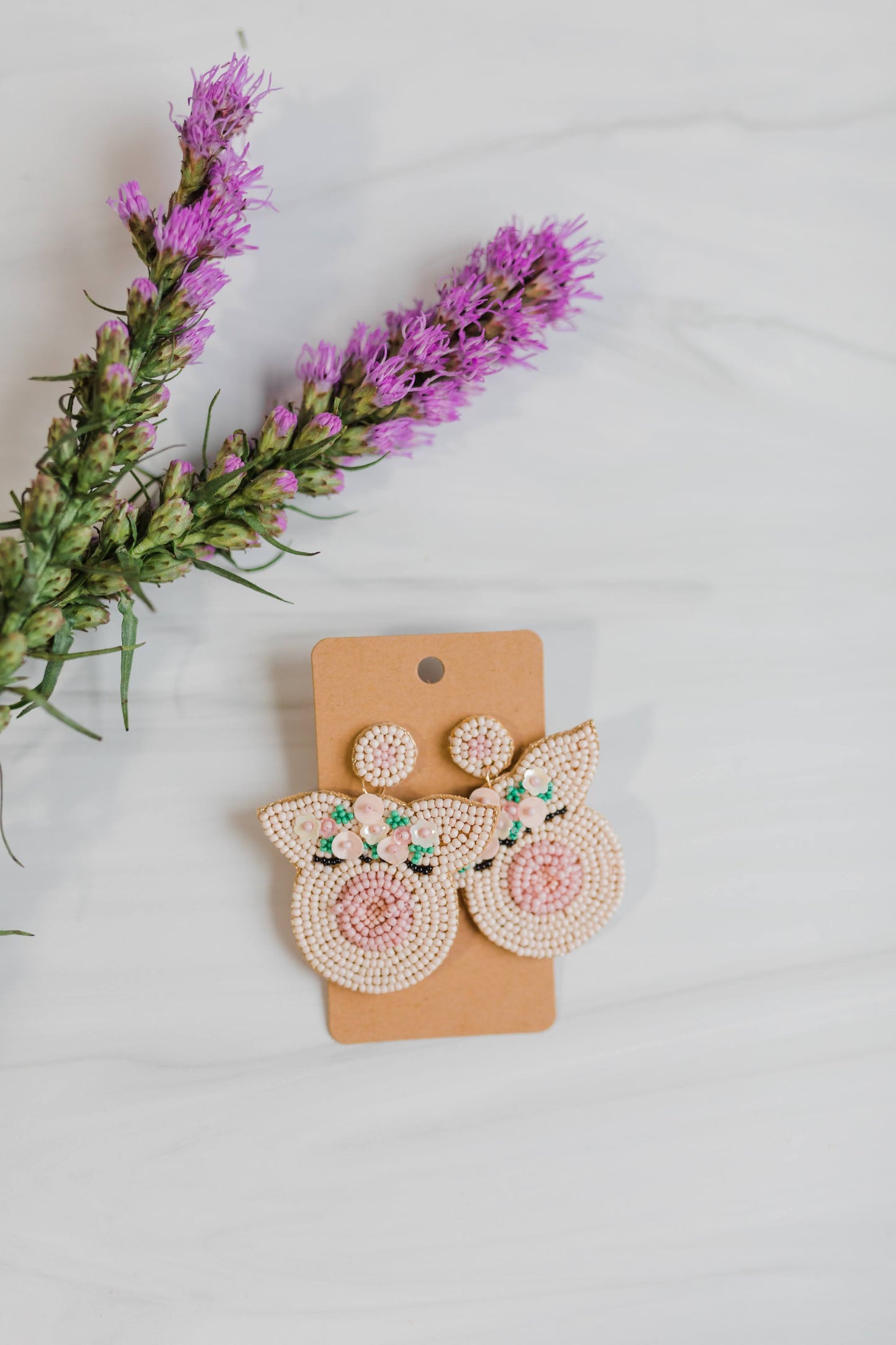 Farm Fresh Piggy Seed Bead Earrings