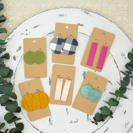 Genuine Leather Earrings - Circle & Bar - Shoppe3130