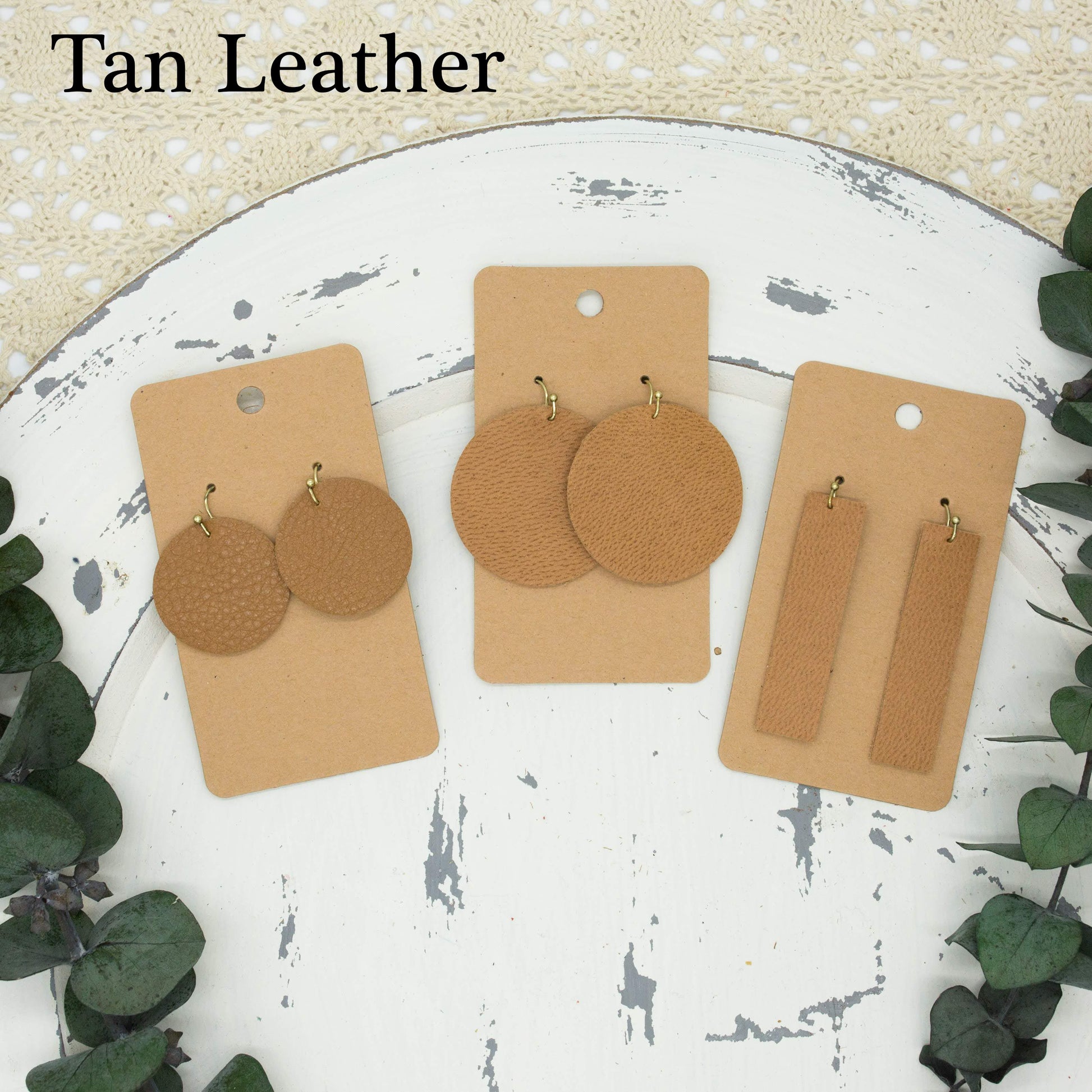 Genuine Leather Earrings - Circle & Bar - Shoppe3130