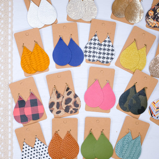 Genuine Leather Earrings - Teardrop