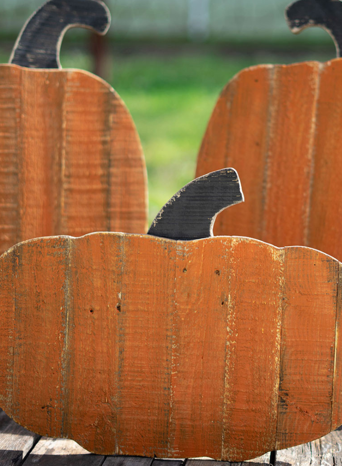 Wood Pumpkins with Stands