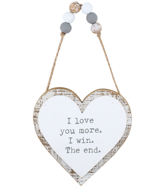 I Love You More I Win Heart Beaded Hanger