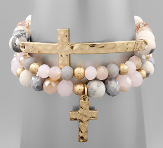 Mya Cross Beaded Bracelet Stack