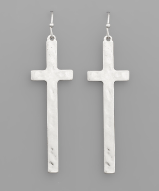 Humble Hammered Cross Earrings