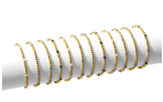 Studio Blue Gold Ball w Blue Glass Bracelet