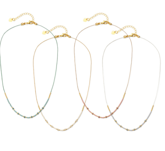 Neutral String Necklaces with Miyuki Delicate Beads