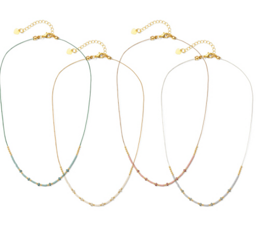 Neutral String Necklaces with Miyuki Delicate Beads