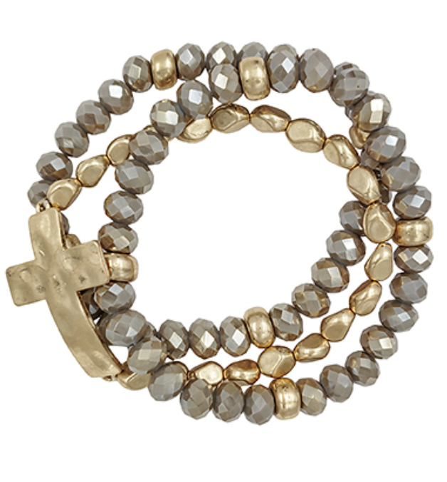 Hammered Cross Bracelet - Shoppe3130