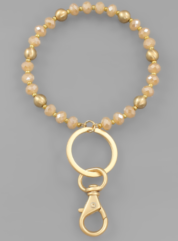 Worn Gold Beaded Keyring Bangle