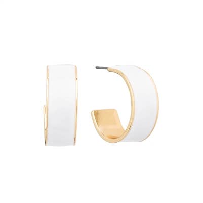 Whitney White Color Coated and Gold Hoop Earrings