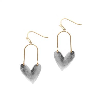 Wren Worn Silver Heart and Gold Earrings