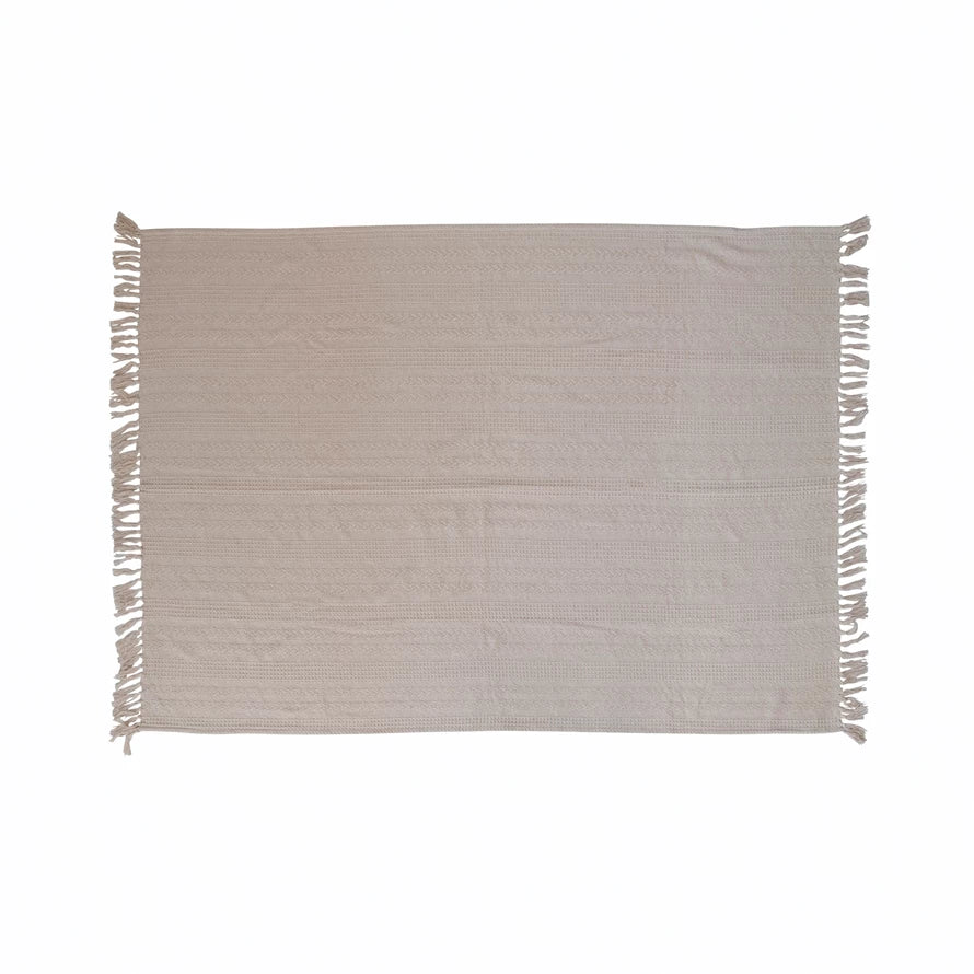 Woven Recycled Cotton Throw with Fringe