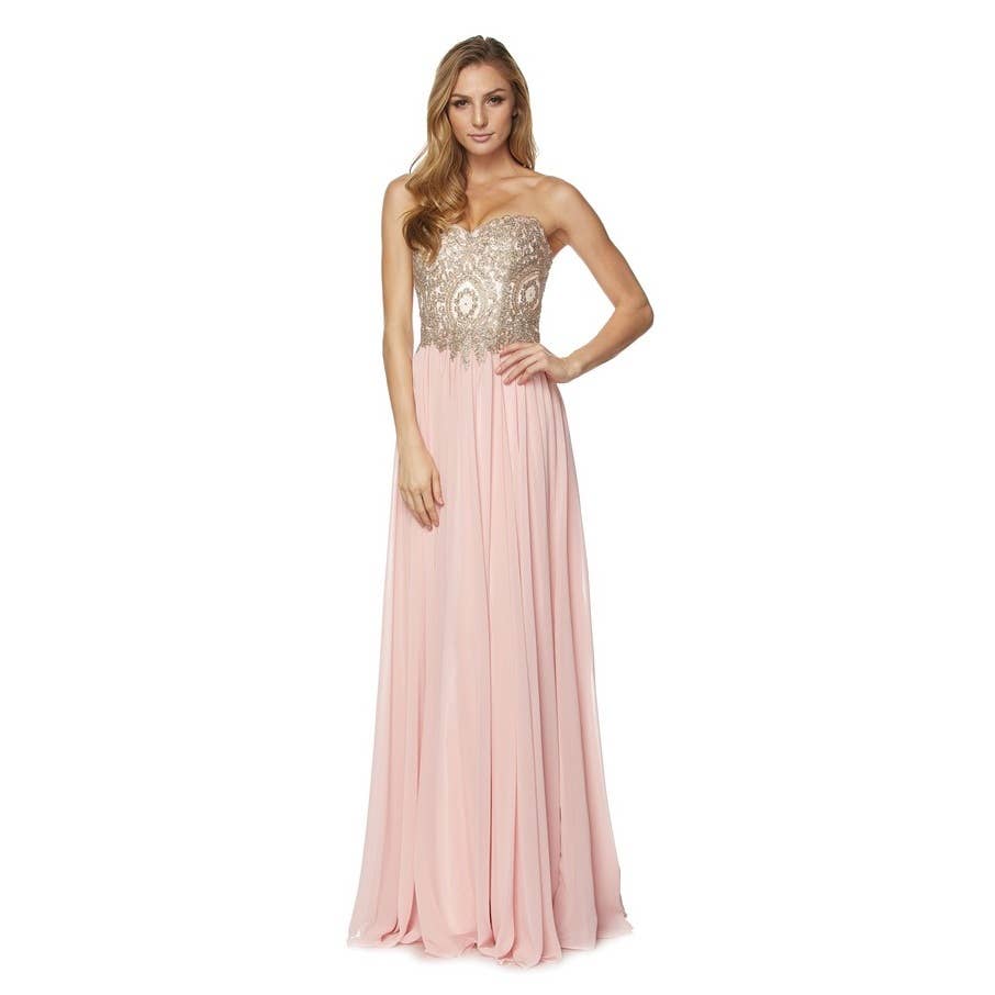 FULLY EMBROIDERY ON TOP PROM DRESS