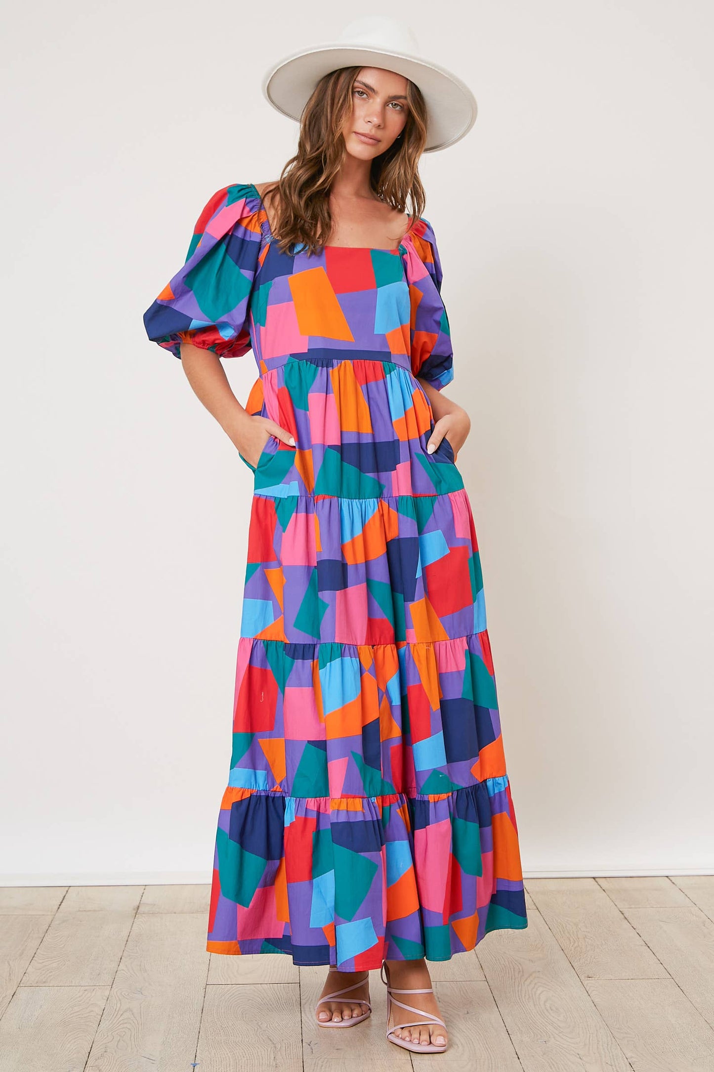 Brighter Days Multicolor Geo Print Tiered Maxi Dress