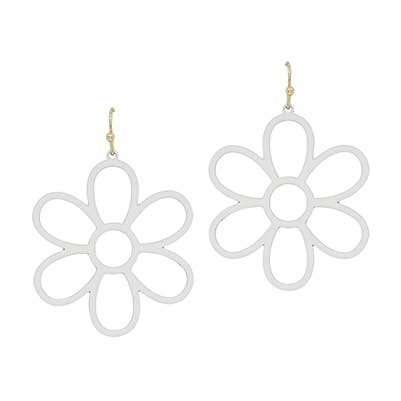 Weslee White Color Coated Open Flower Earrings