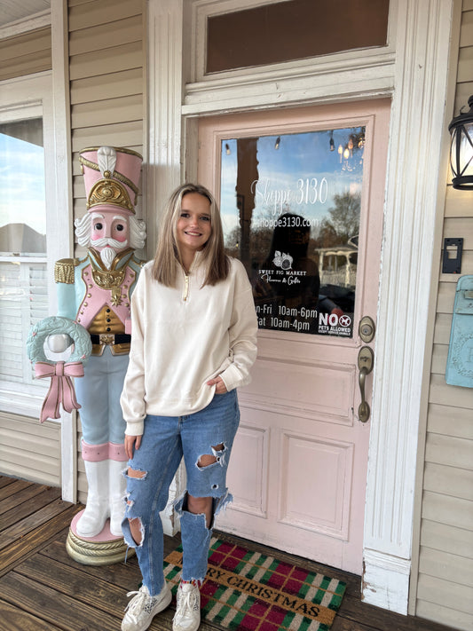 DOORBUSTER Soft Sand Snuggle Zip Pullover