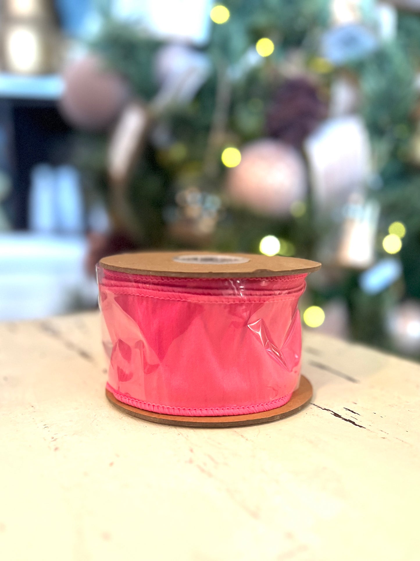 2 1/2" Hot Pink Wired Dupioni Ribbon 10 Yard Roll