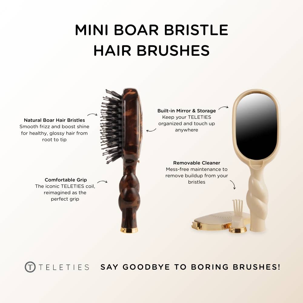 TELETIES - Mini Boar Brush | Tortoise - Shoppe3130