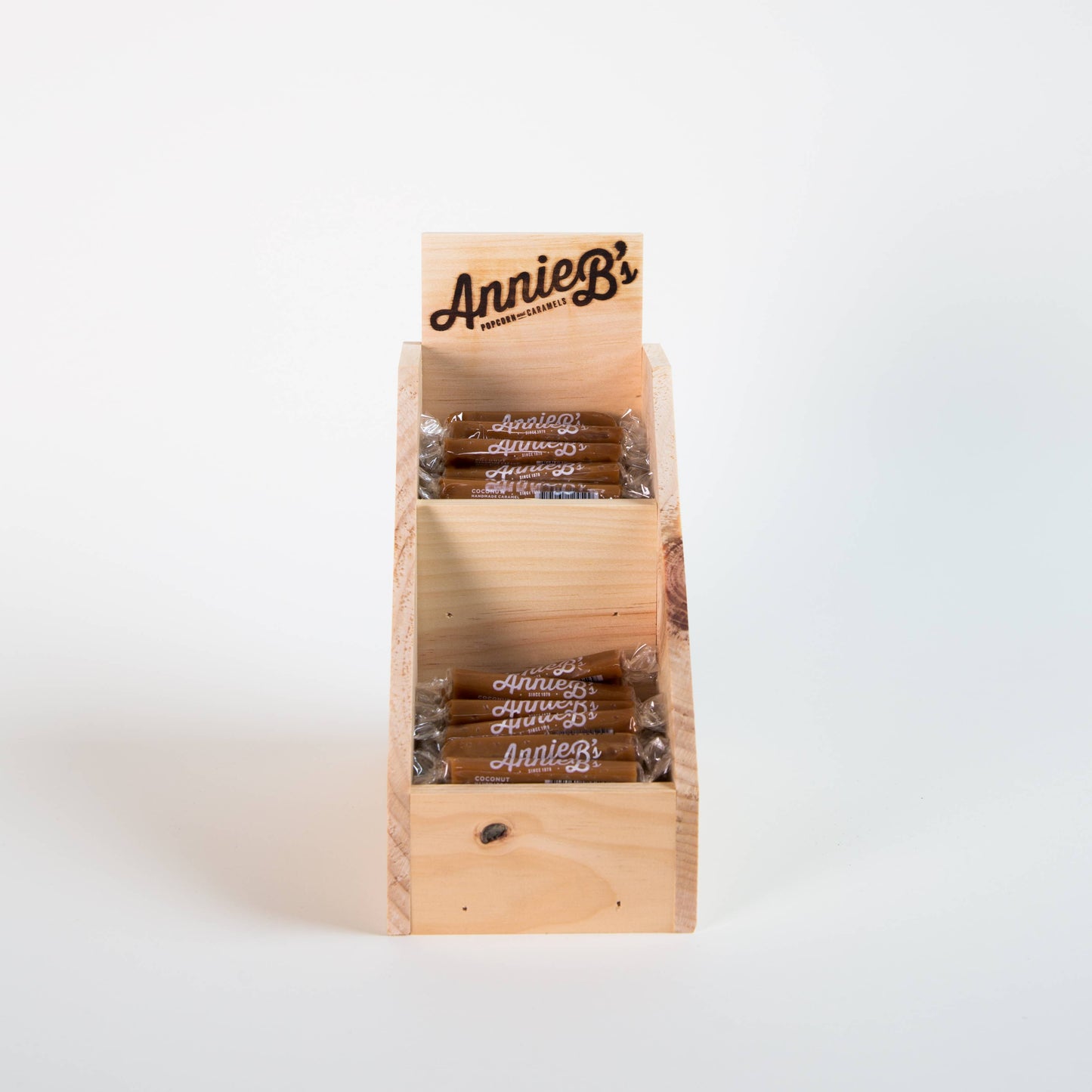 Annie B's - Wooden Caramel Display for Bulk Caramel - Handmade in USA!: 2 Pocket Display