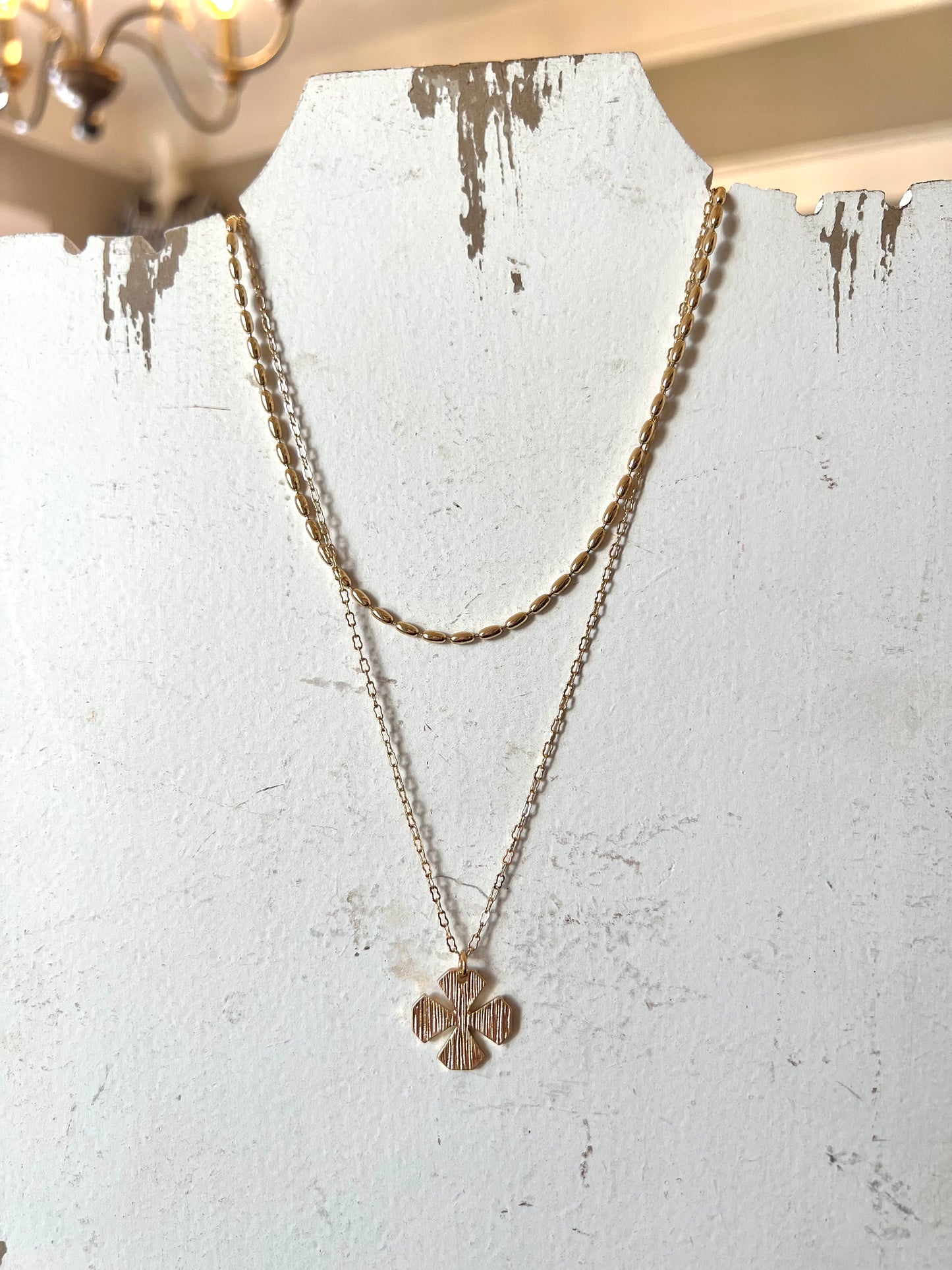 Gold Clover Layered Necklace
