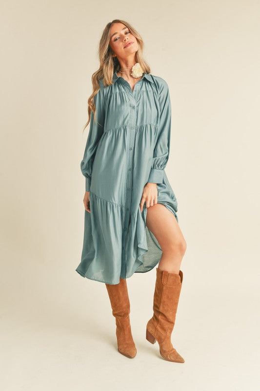 Bailee Grace Button Midi Dress