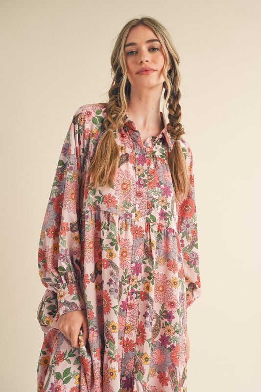 FINAL SALE Flowers On West Midi Dress