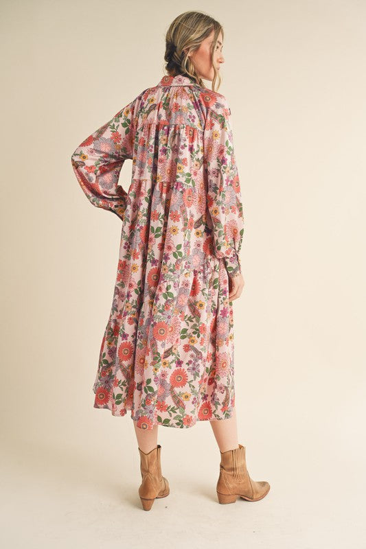 FINAL SALE Flowers On West Midi Dress