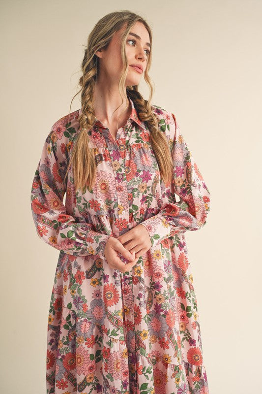 FINAL SALE Flowers On West Midi Dress