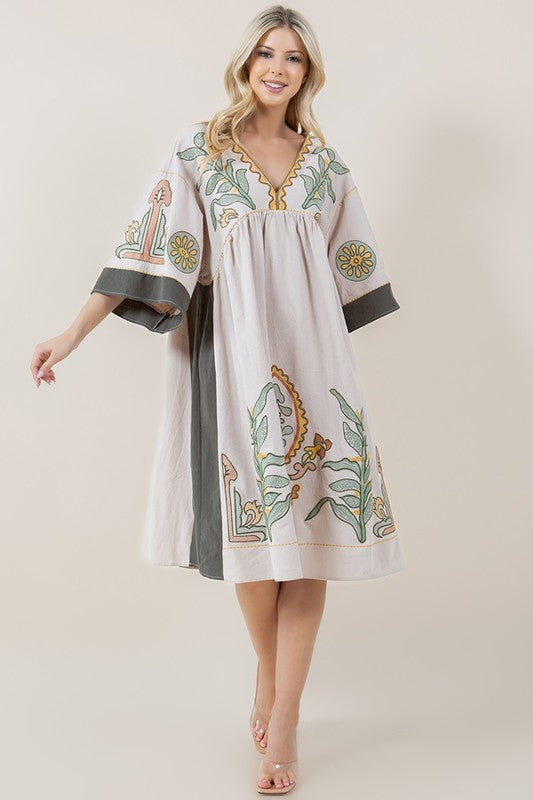Caris Embroidered Dress