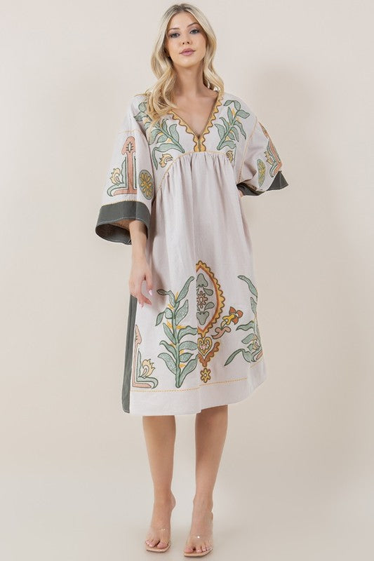 Caris Embroidered Dress