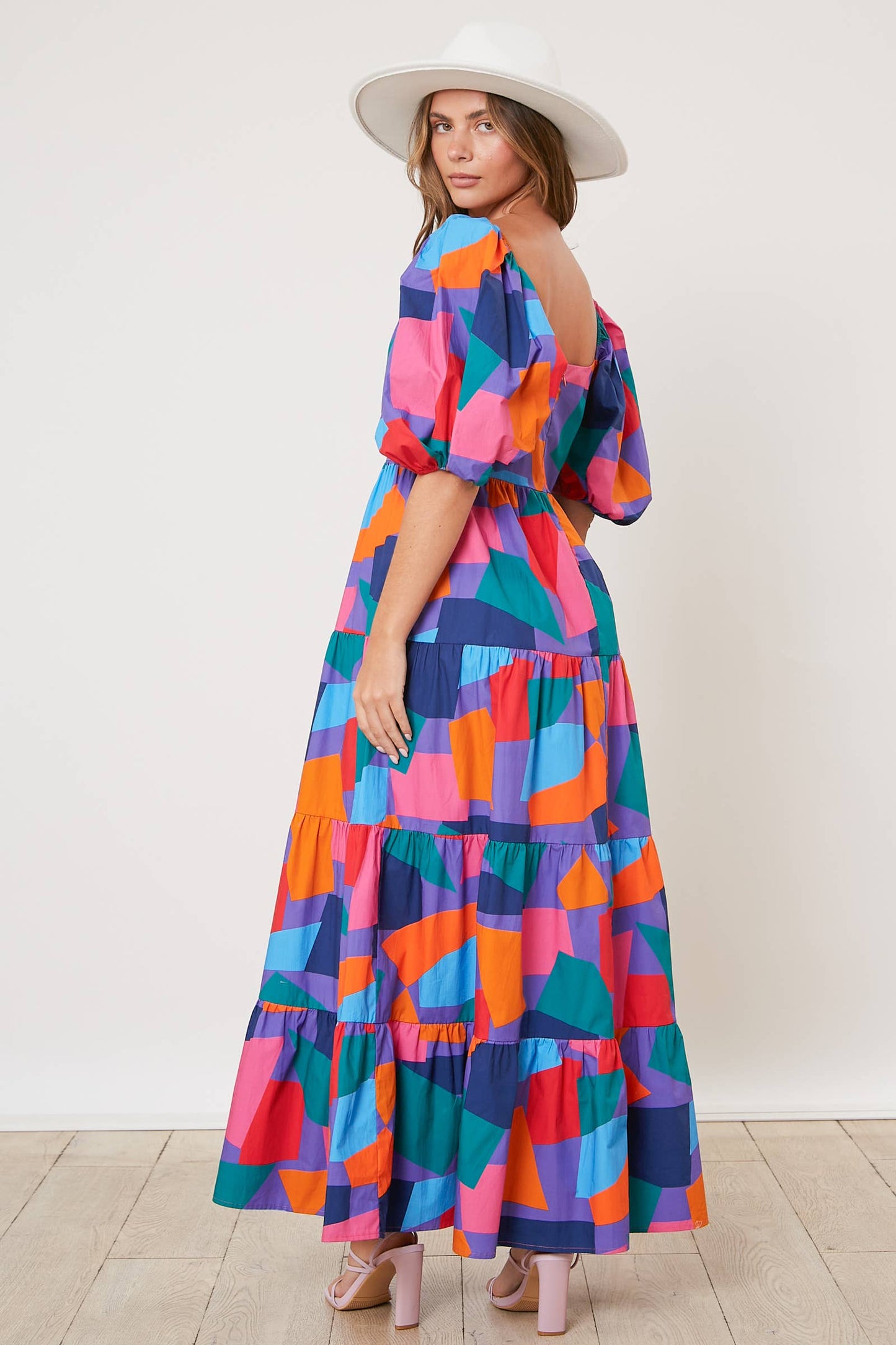 FINAL SALE Brighter Days Multicolor Geo Print Tiered Maxi Dress