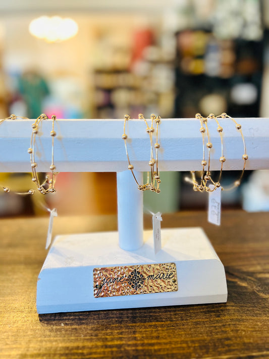 Golden Whisper Bead Bangle Bracelets - Shoppe3130