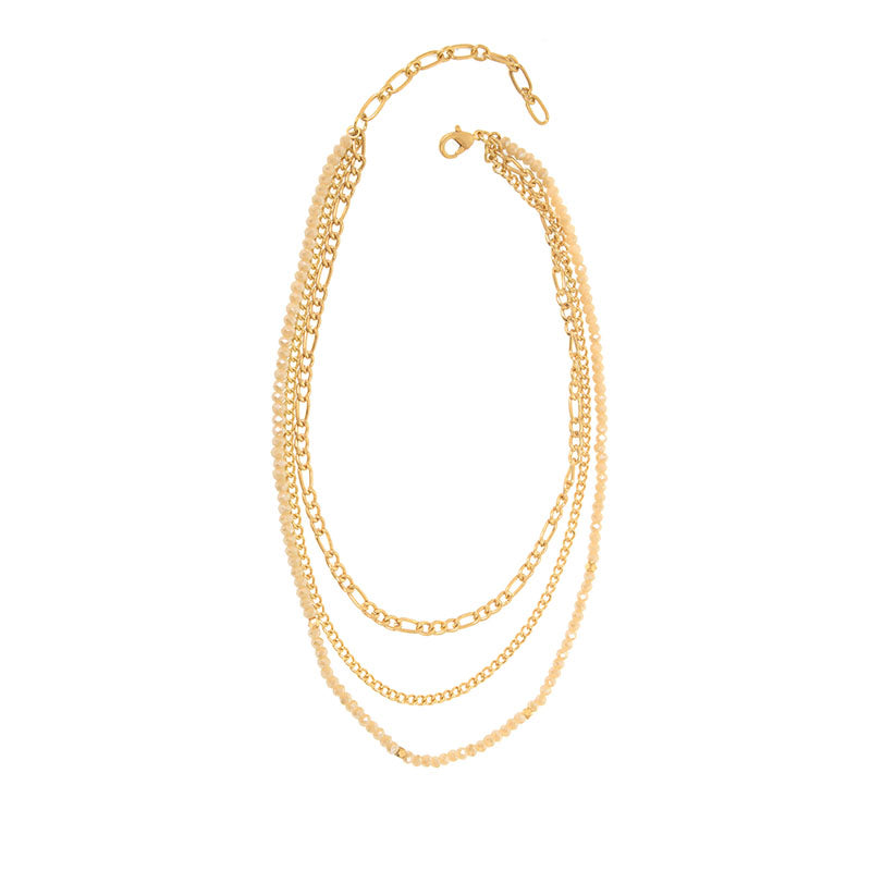 Alyssa Three Row Chain Bead Necklace