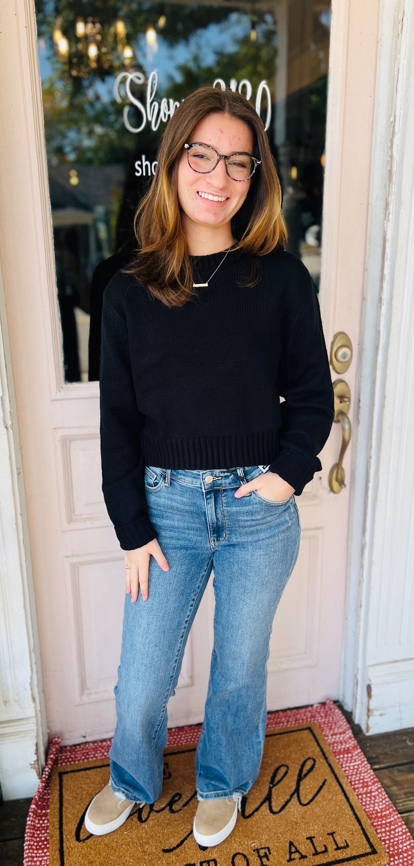 Main Street Cropped Long Sleeve Sweater