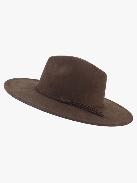 Atlas Faux Suede Fedora Hat with Braided Band