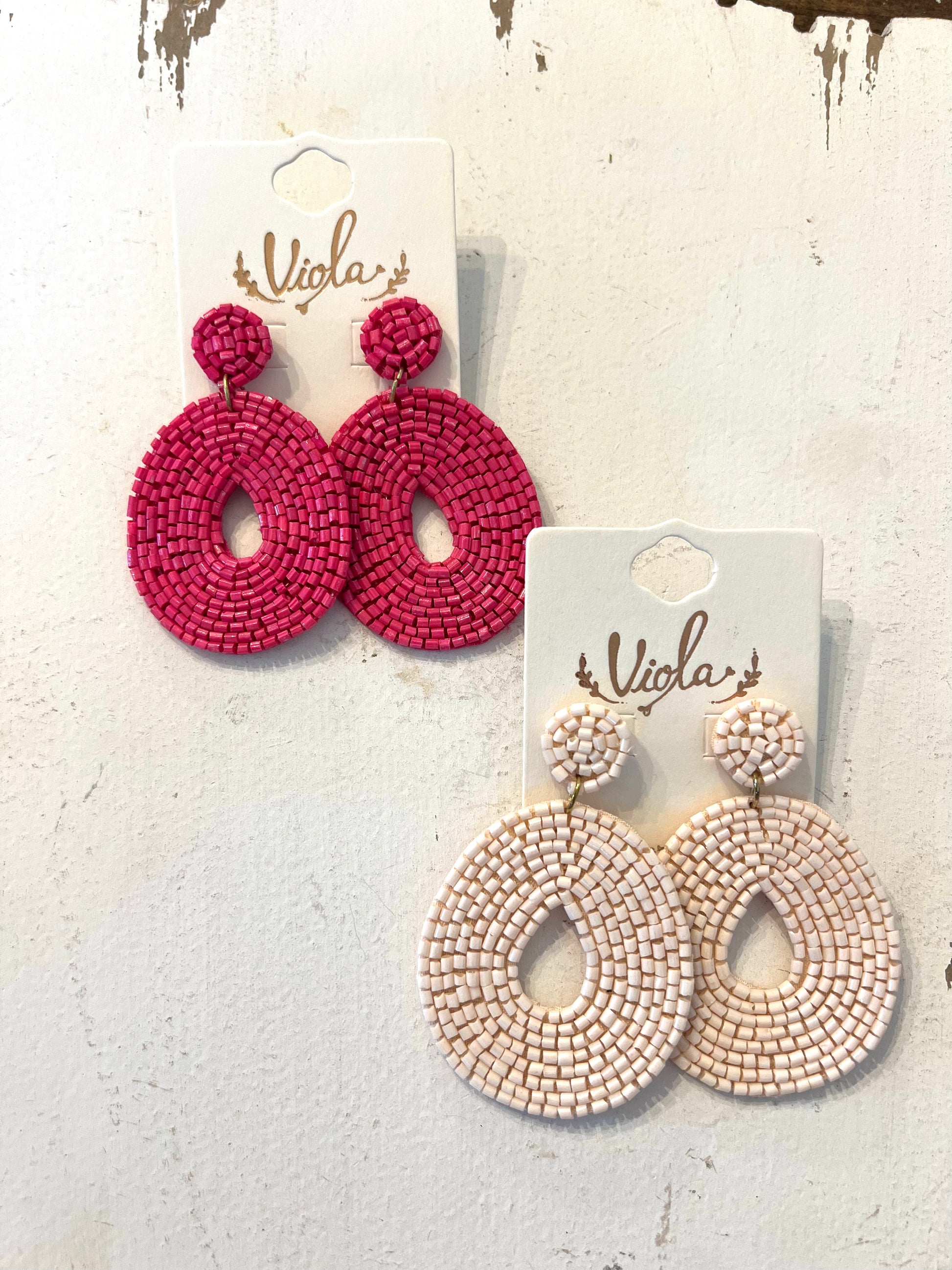 Pink Punch Beaded Drop Earrings - Shoppe3130