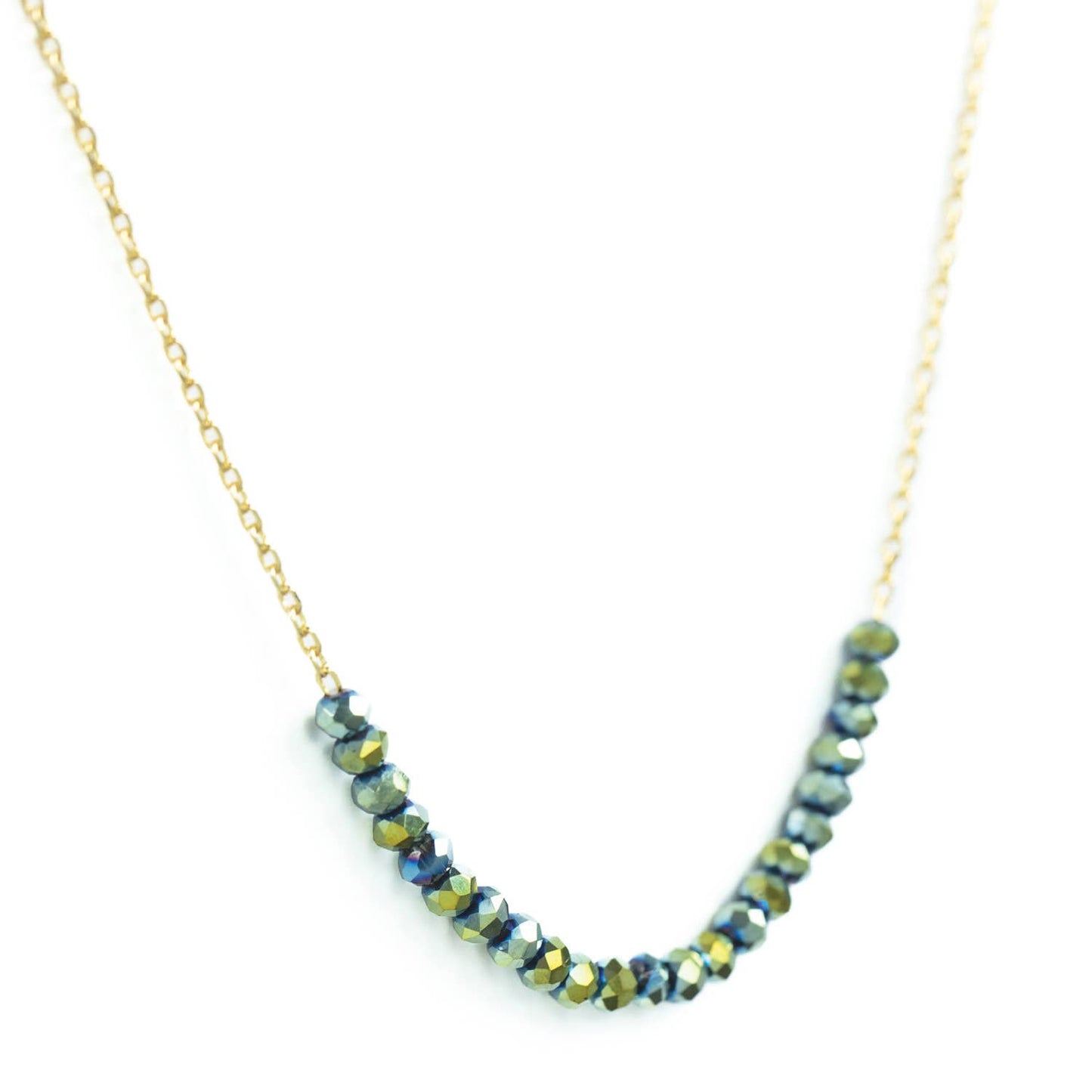 Splendid Iris - Delicate Crystal Accented Necklace: Navy
