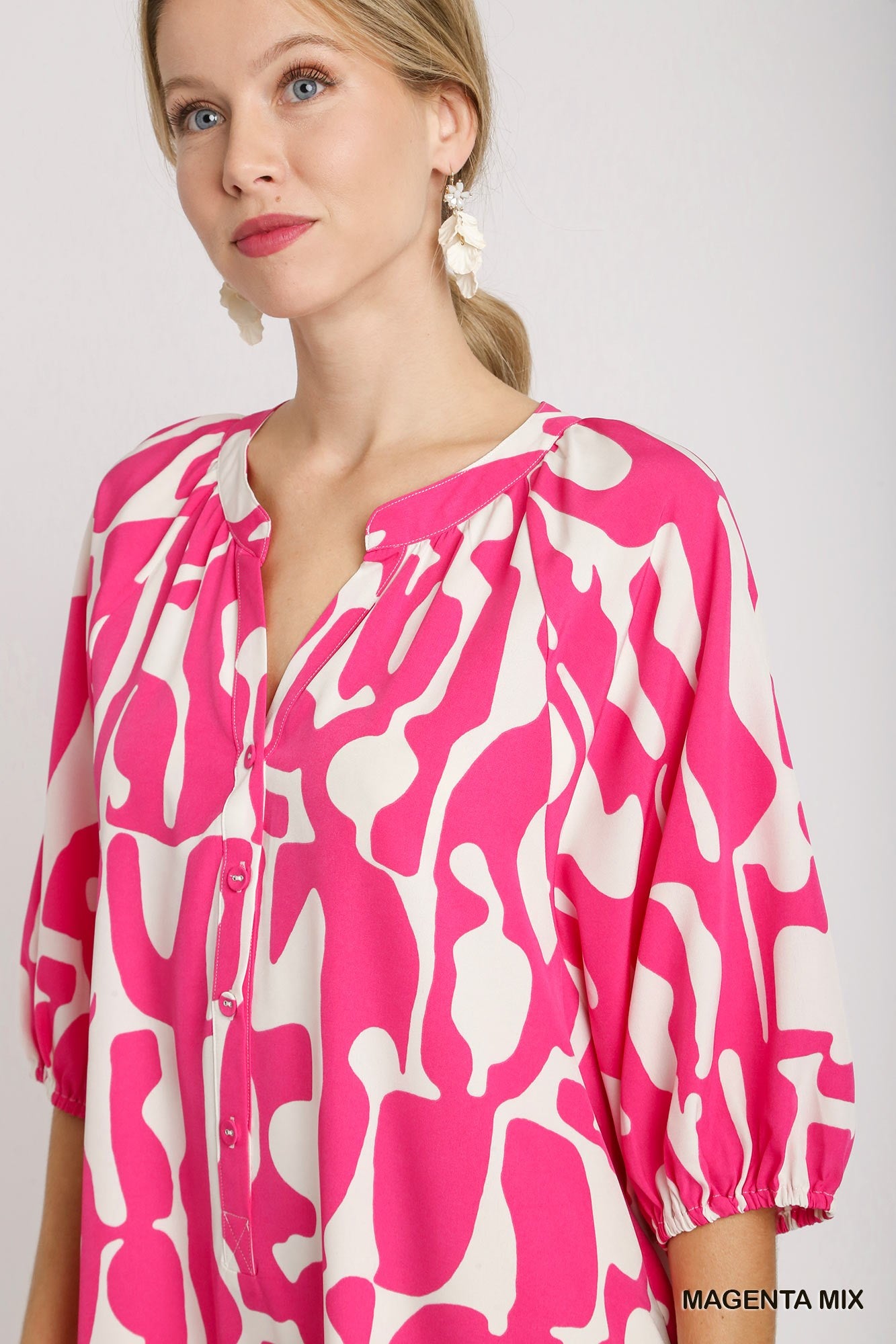 Nadine Abstract Midi Dress in Magenta - Shoppe3130
