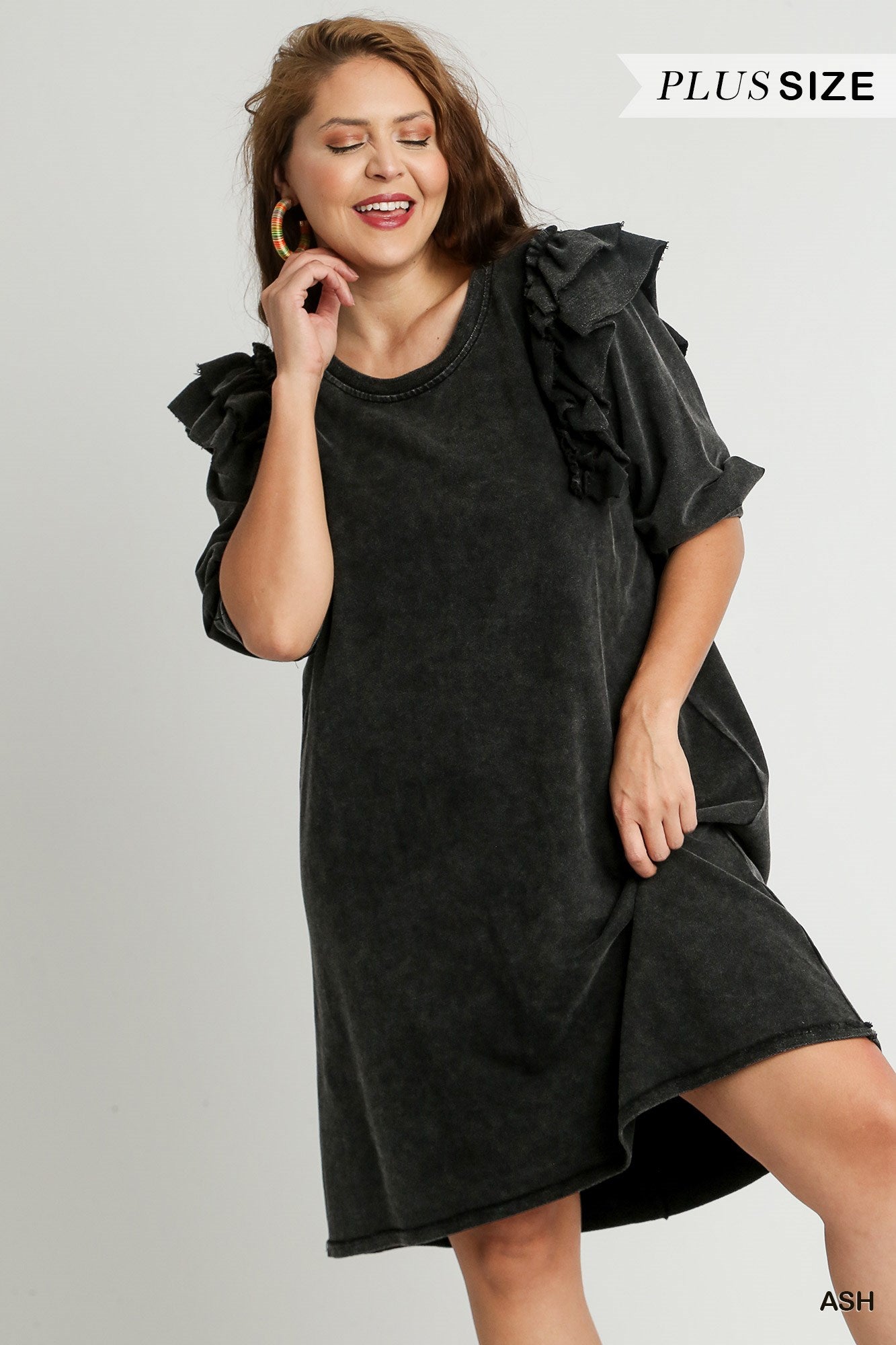 Micha French Terry Dress in Ash Curvy