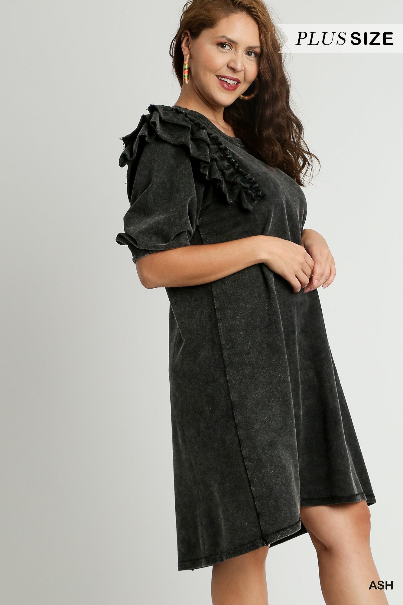 Micha French Terry Dress in Ash Curvy