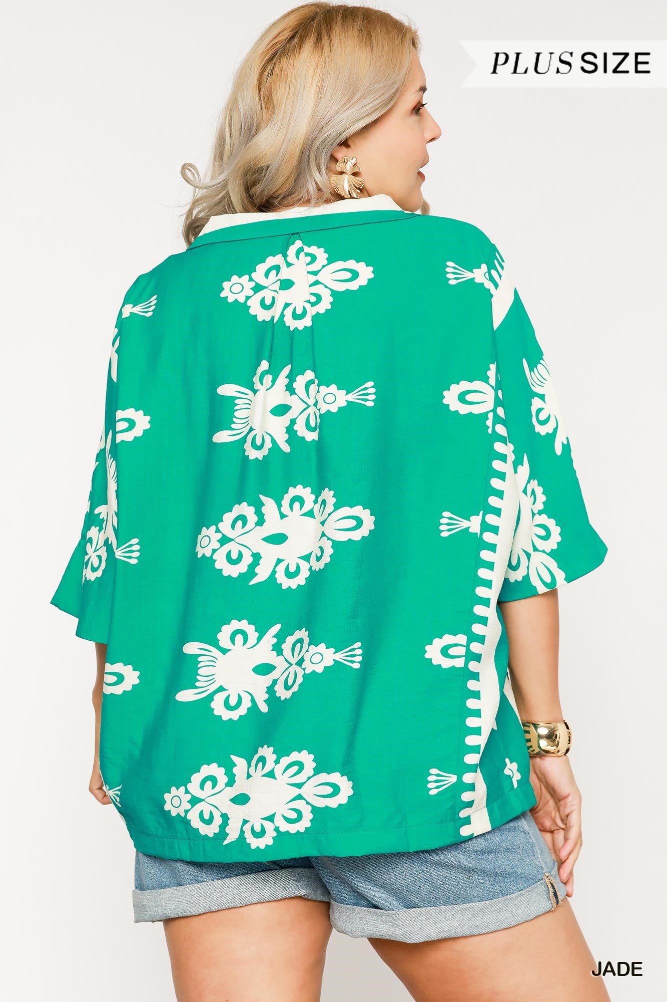 Jade Oversized Print Top in Curvy - Shoppe3130