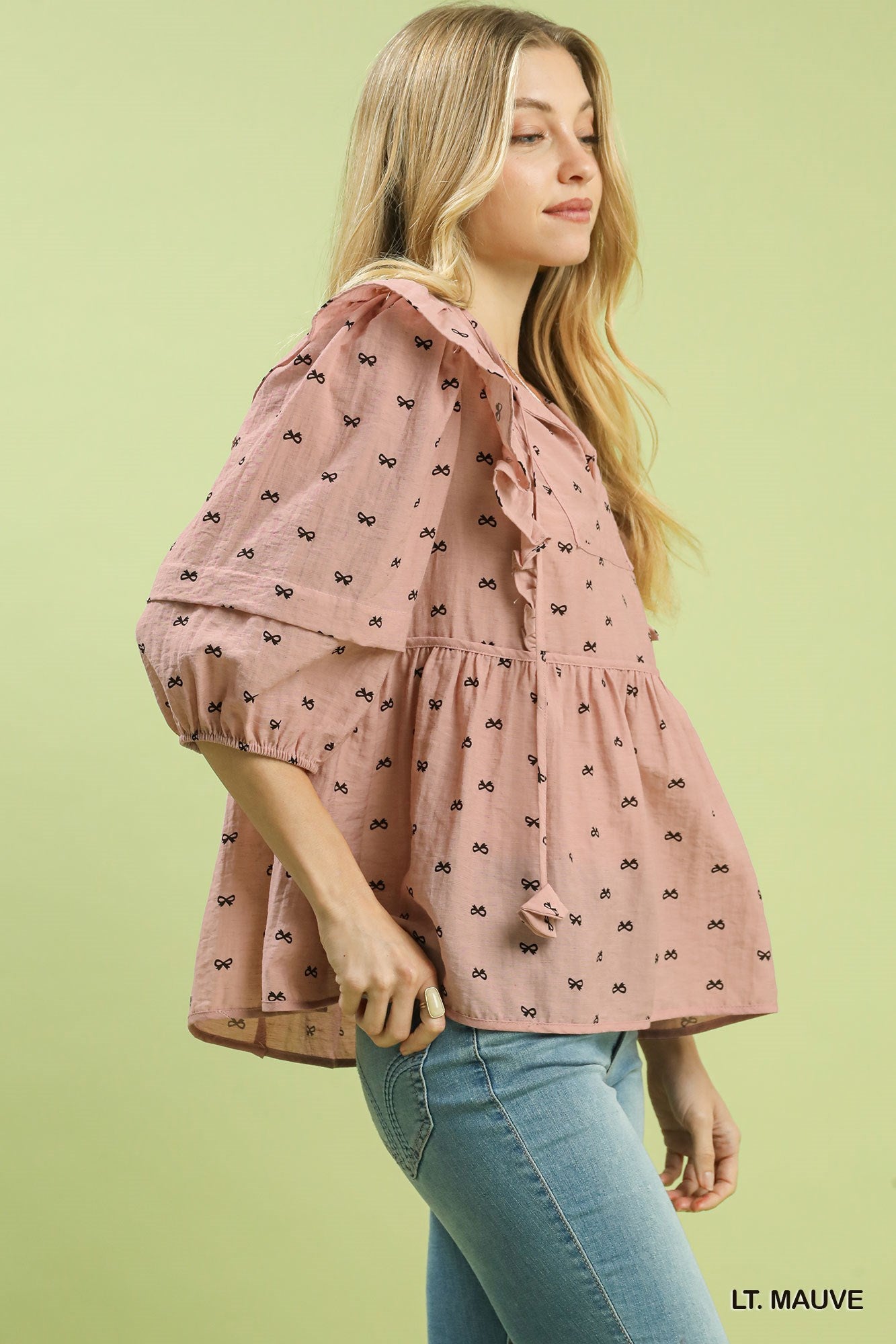Bows Boxy Ruffle Sleeve Top - Shoppe3130