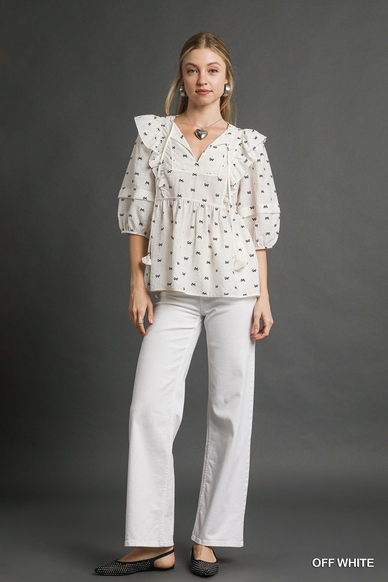 Bows Boxy Ruffle Sleeve Top - Shoppe3130