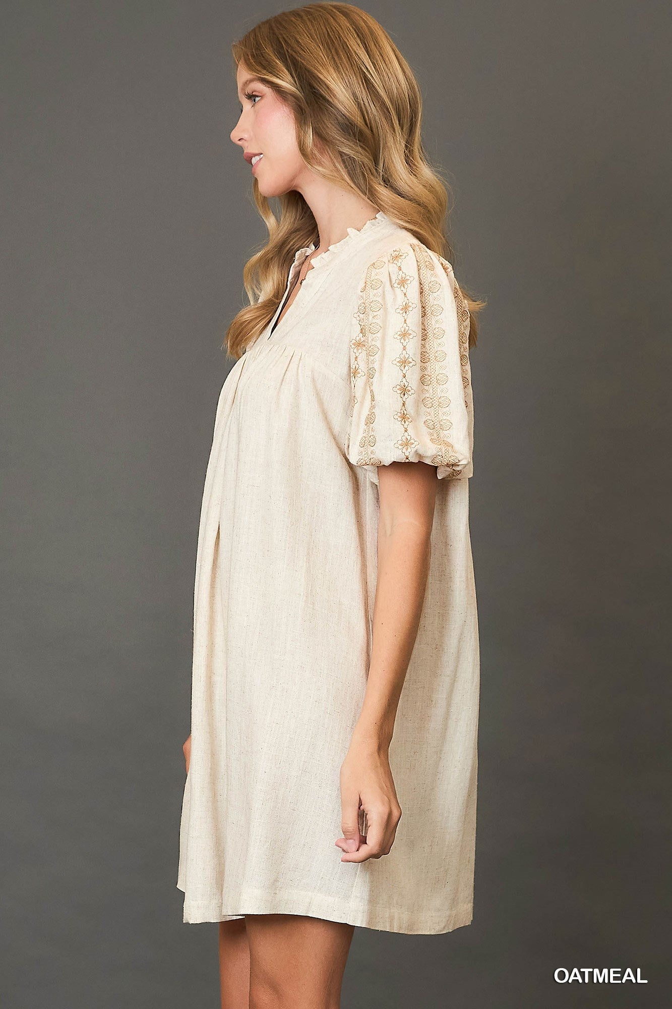Sarai Boho Embroidered Dress in Oat - Shoppe3130