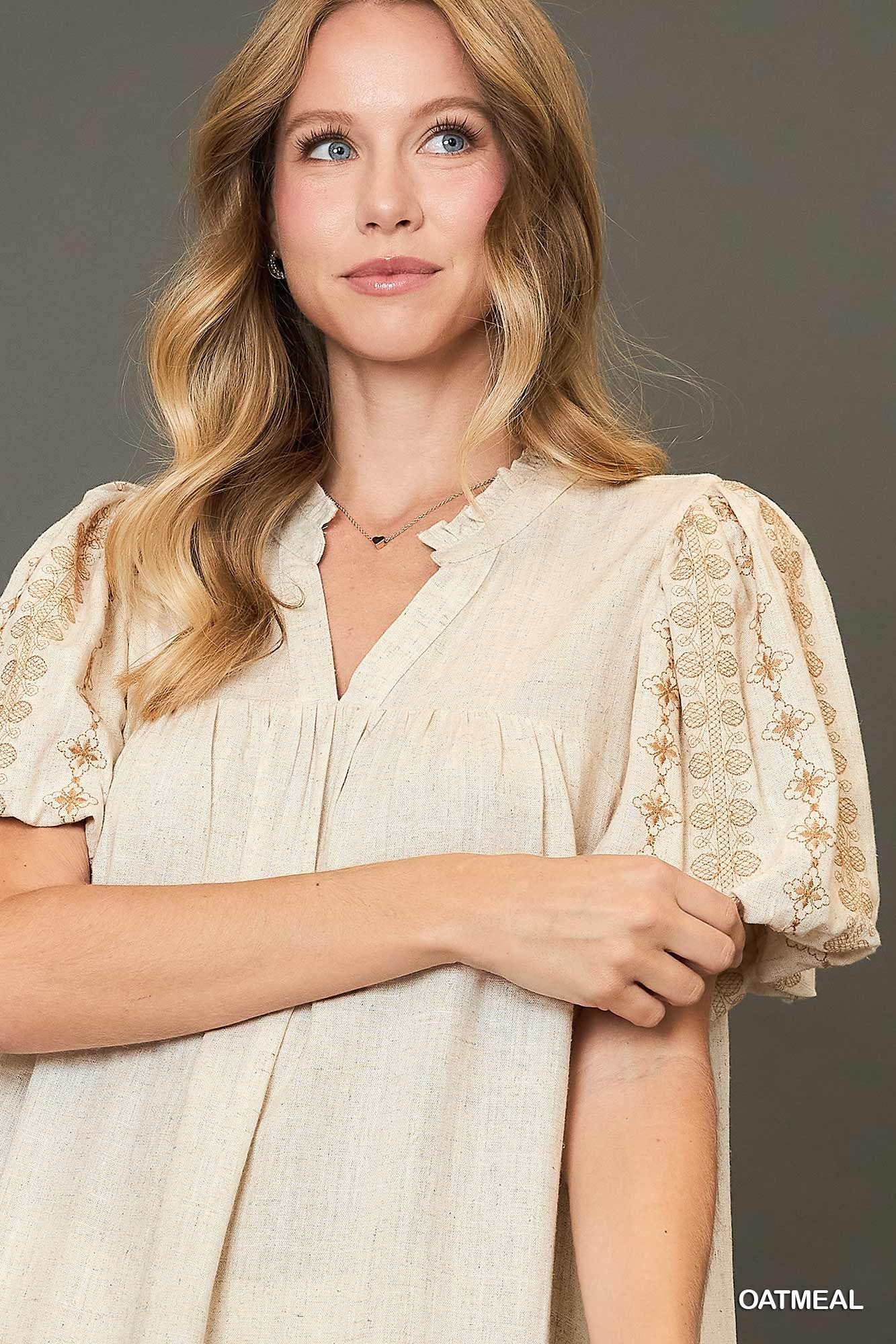 Sarai Boho Embroidered Dress in Oat - Shoppe3130